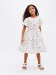 John Lewis Heirloom Collection Kids' Angel Sleeve Cotton Dobby Dress, White