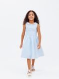 John Lewis Heirloom Collection Kids' Textured Stripe Peter Pan Collar Sleeveless Dress, Blue