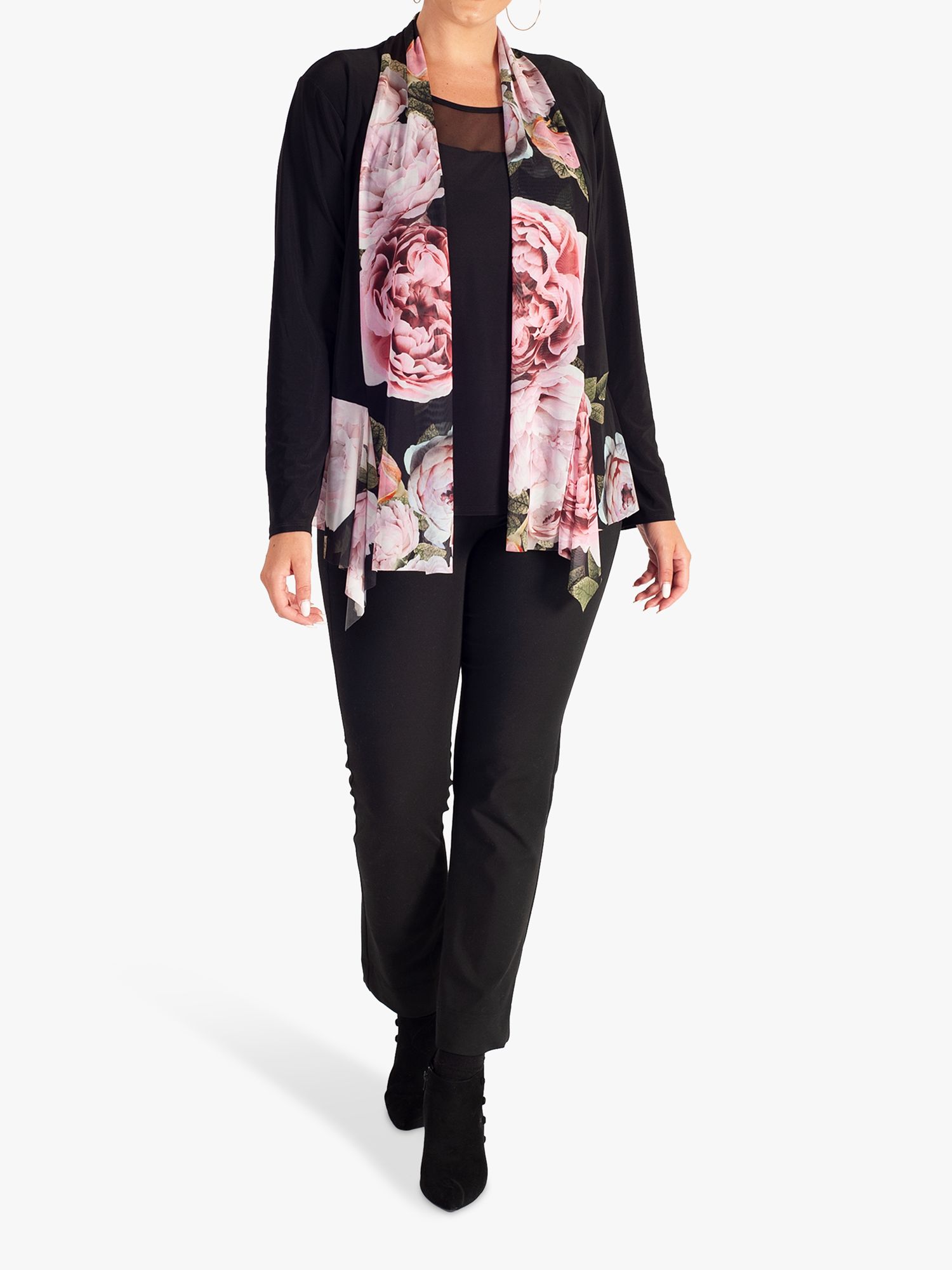 chesca Autumn Rose Jersey Shrug Jacket, Black at John Lewis & Partners