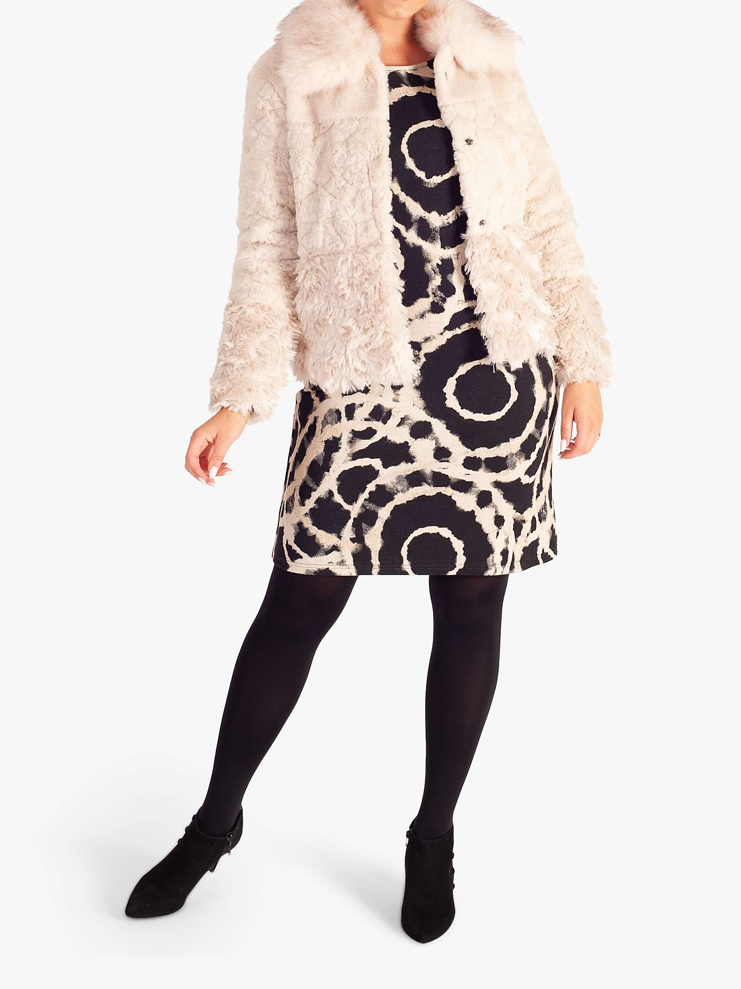 Buy chesca Crepe Abstract Circles Print Mini Dress, Black/Beige Online at johnlewis.com