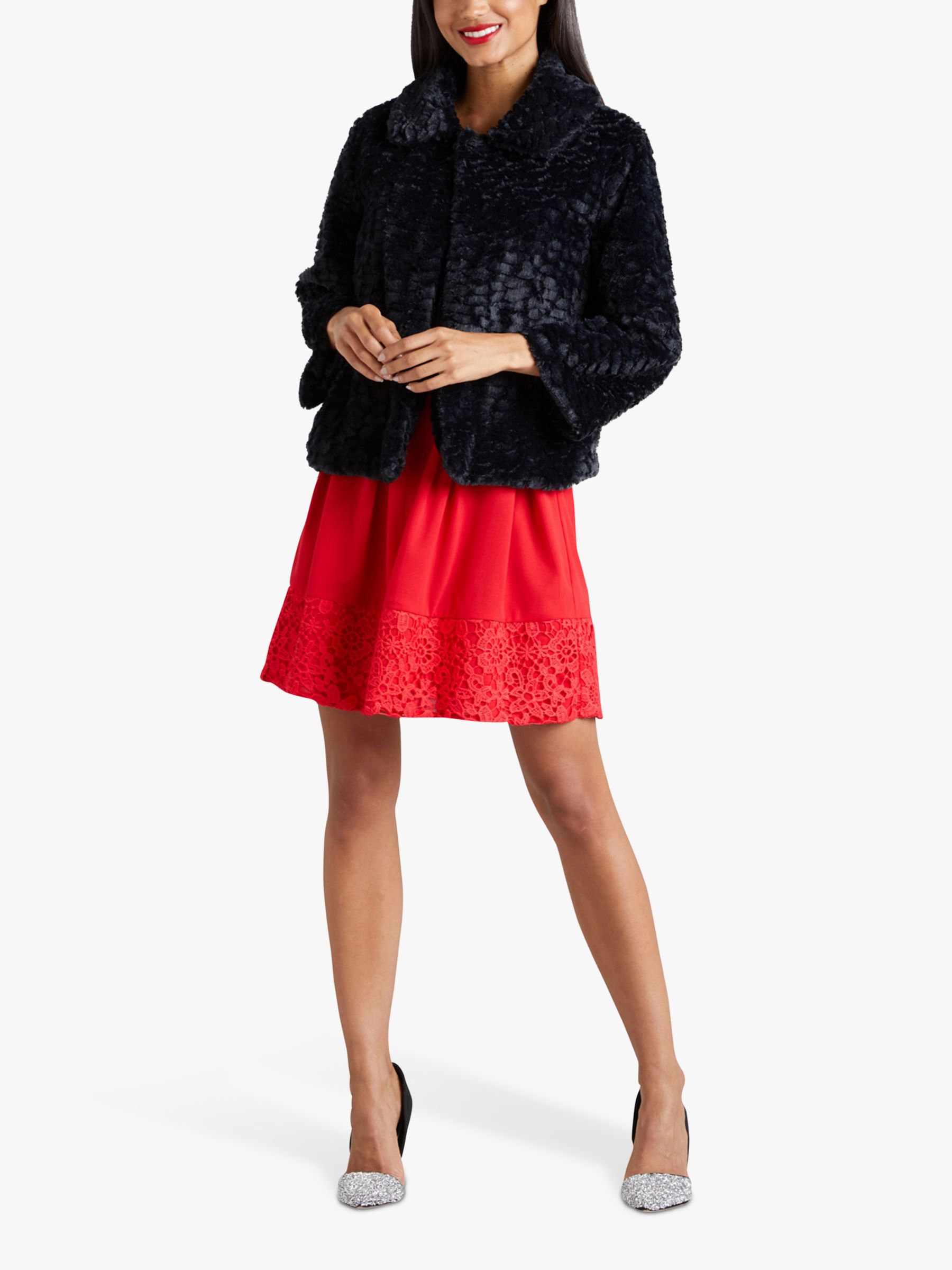 Mela Black Faux Fur Jacket - Sale from Yumi UK