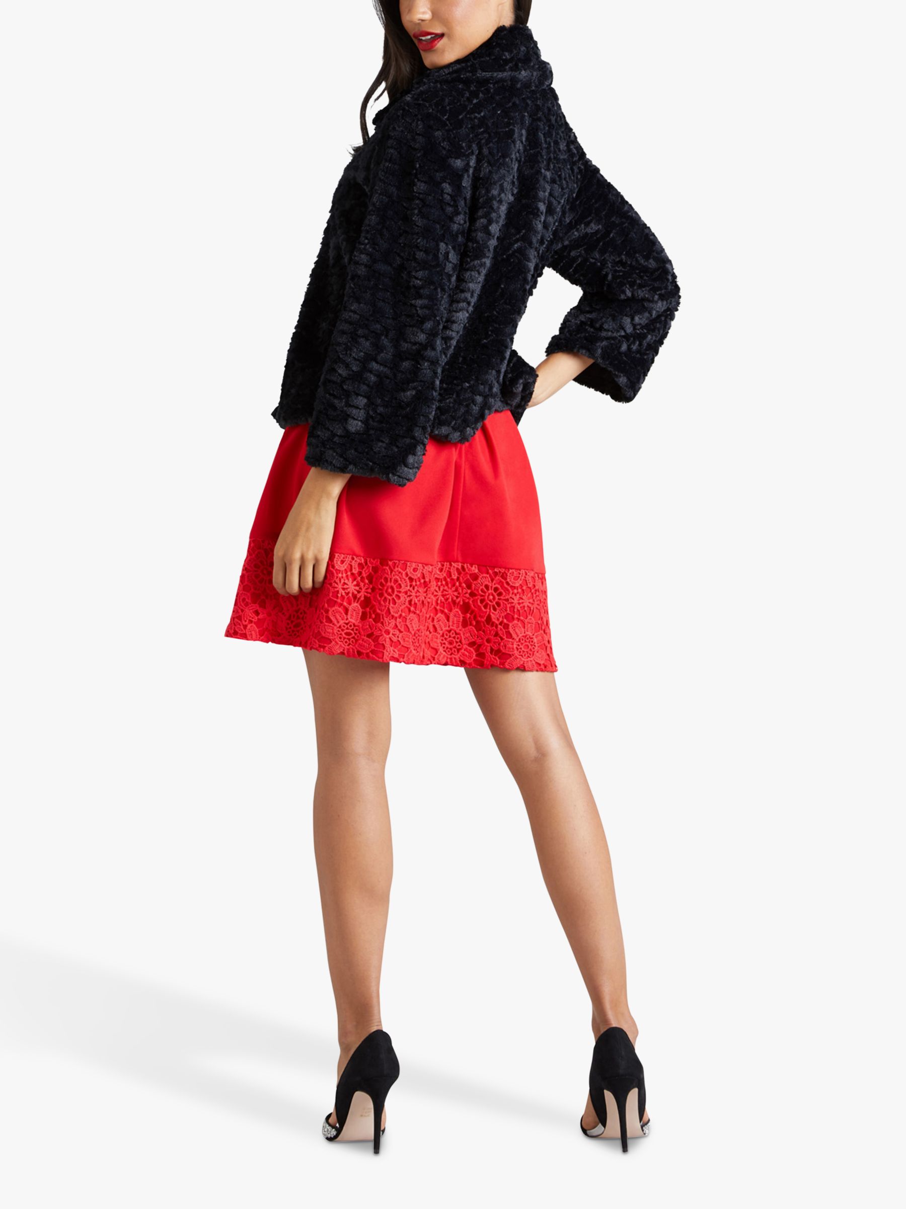 Mela London Womens Black Faux Fur Short Jacket - Size 16 UK