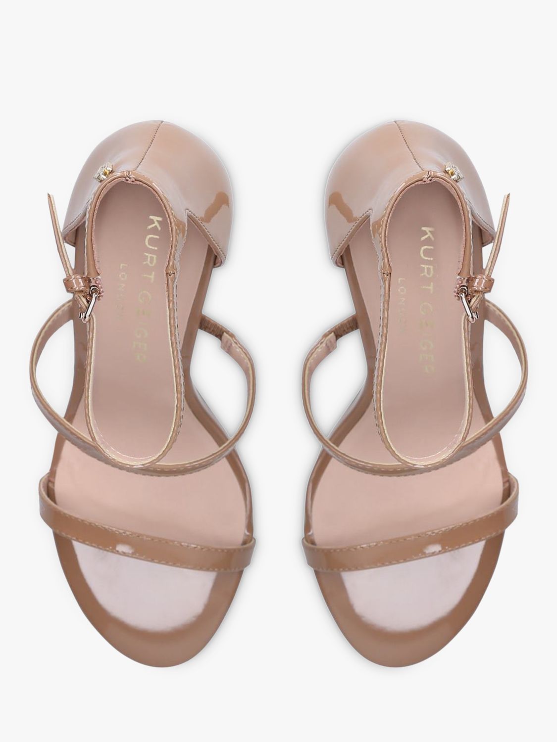 Kurt Geiger London Park Lane Patent Leather Strap Sandals, Camel at John  Lewis & Partners