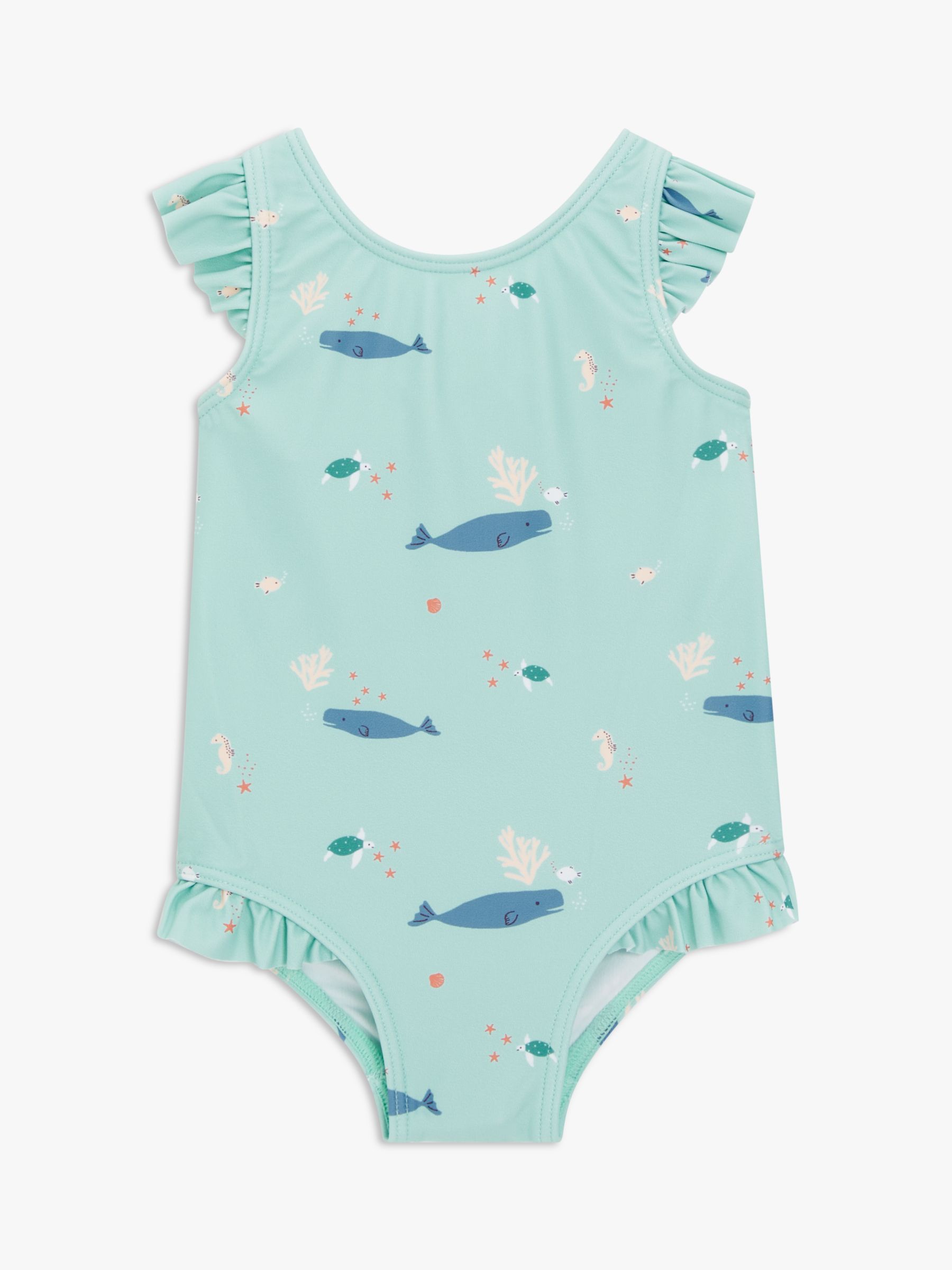 John Lewis Baby Deep Sea Whale Swimsuit, Blue, 3-6 months