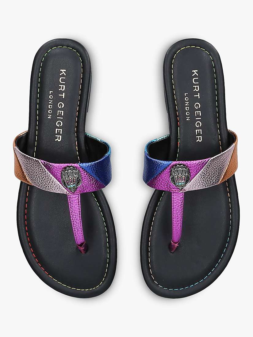 Buy Kurt Geiger London Kensington T-Bar Flat Leather Sandals Online at johnlewis.com