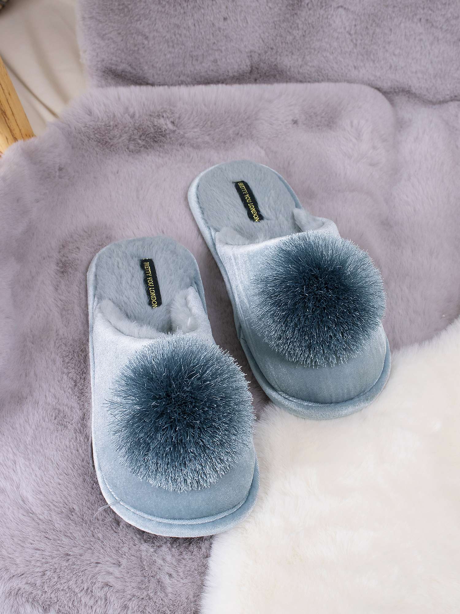 Pretty You London Coco Slippers, Duck Egg at John Lewis & Partners