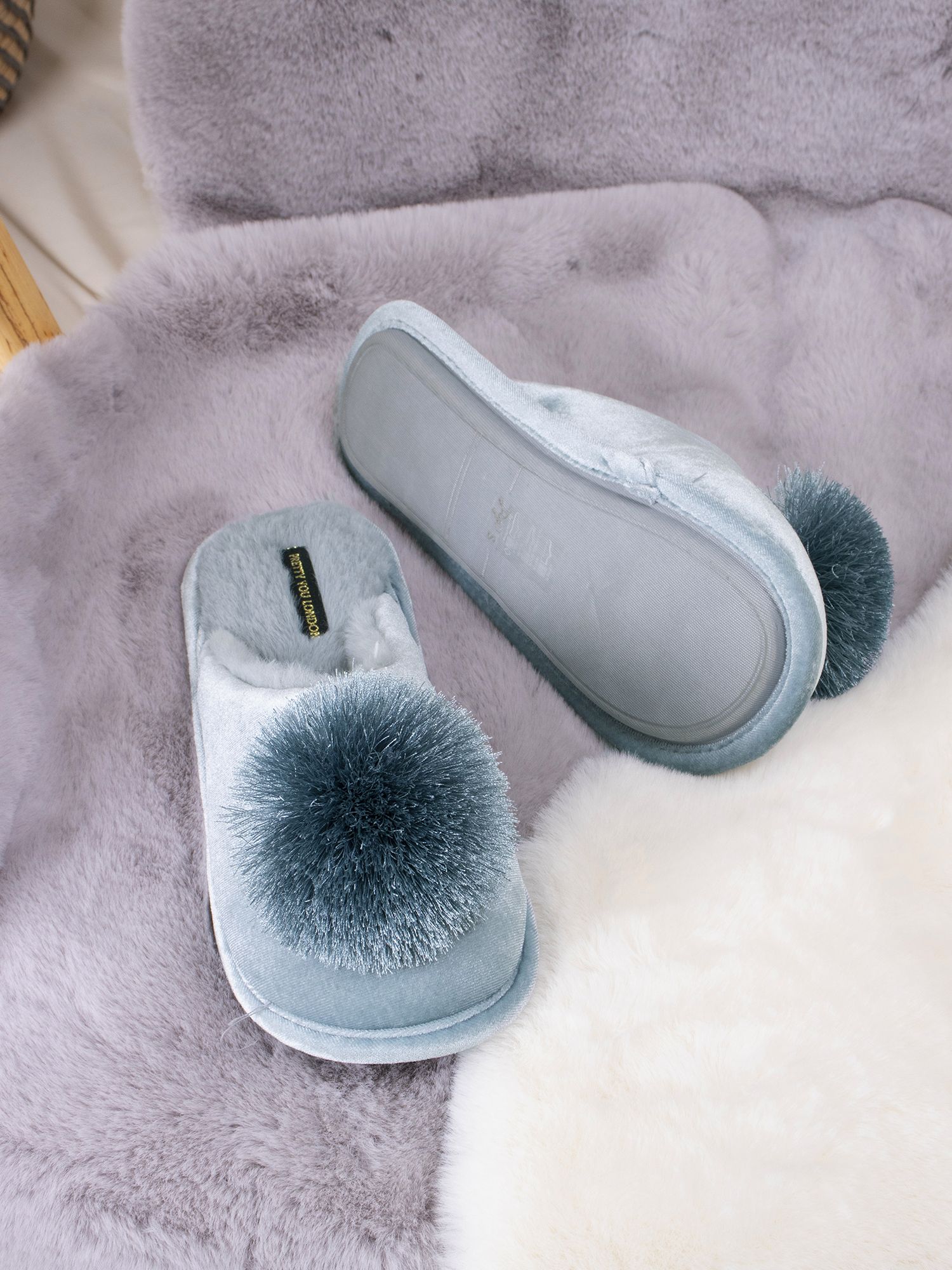 Buy Pretty You London Coco Slippers, Duck Egg Online at johnlewis.com