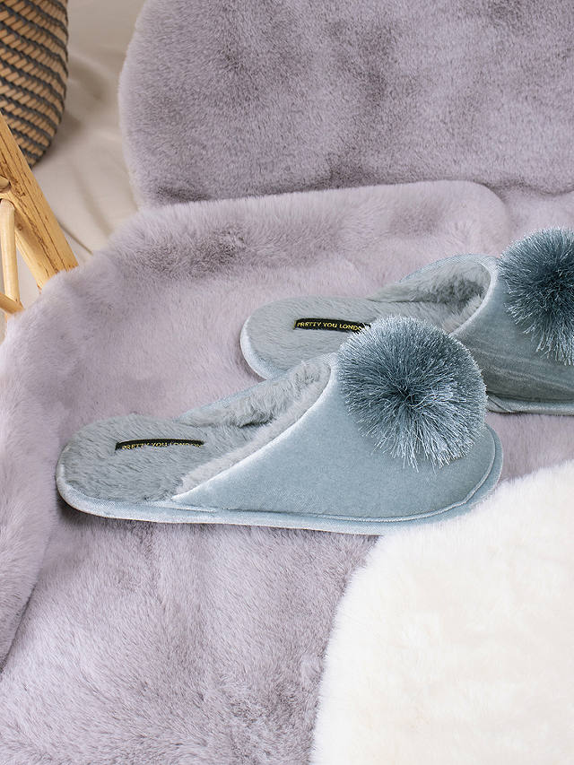 Pretty You London Coco Slippers, Duck Egg