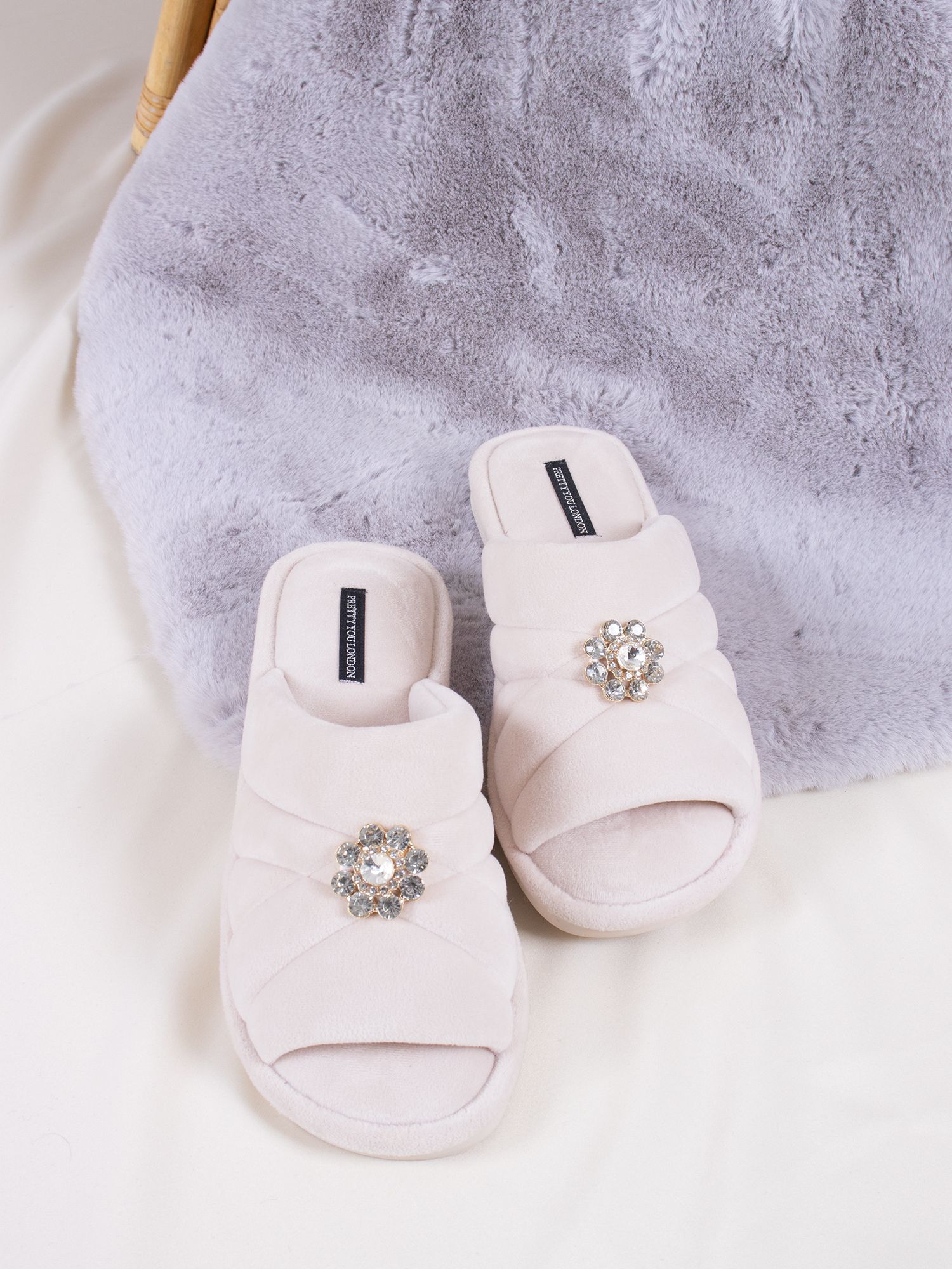 Buy Pretty You London Faye Crystal Brooch Slippers Online at johnlewis.com