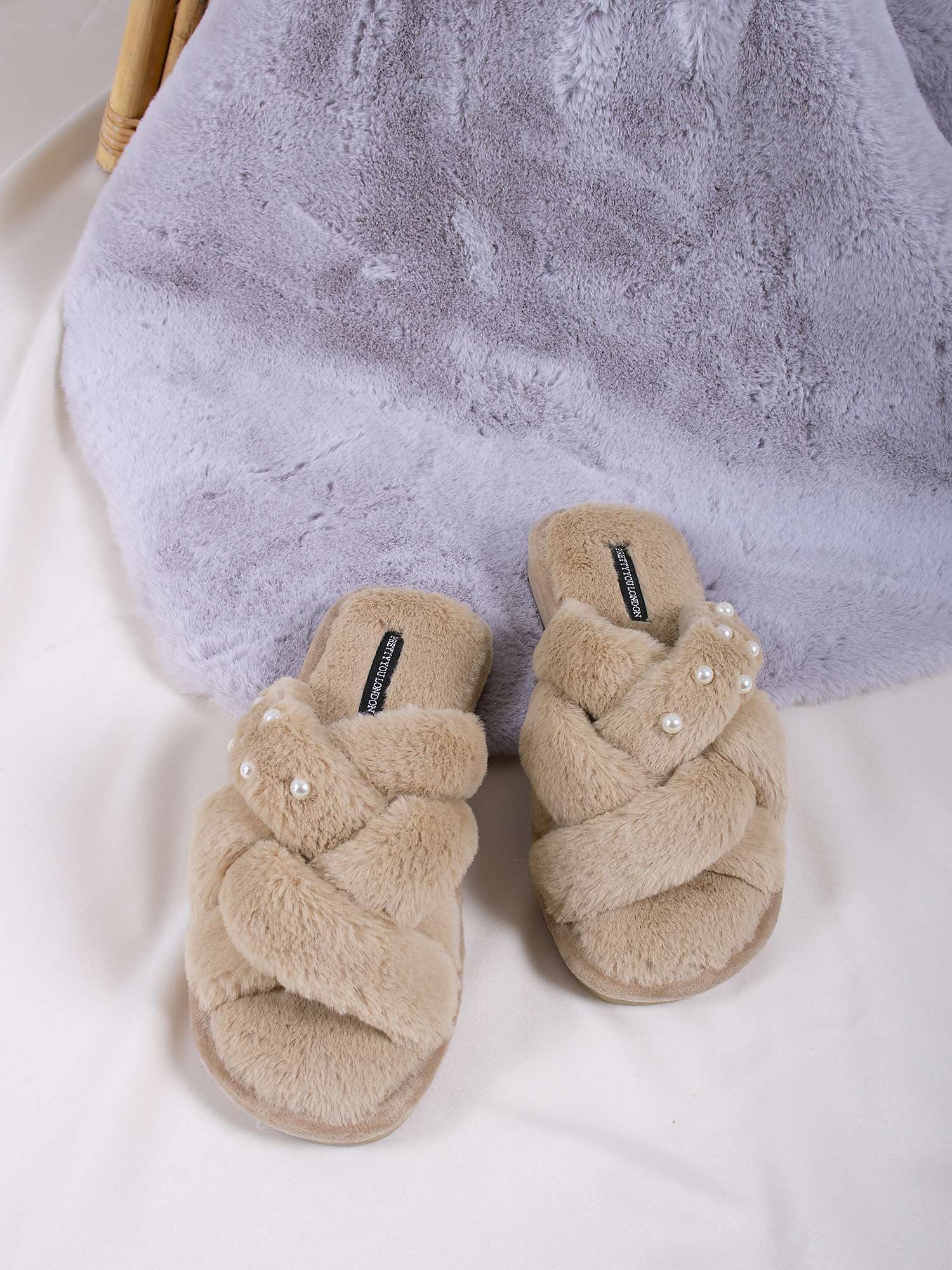 Buy Pretty You London Florence Slippers, Camel Online at johnlewis.com