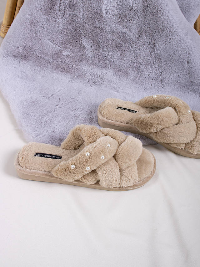 Pretty You London Florence Slippers, Camel