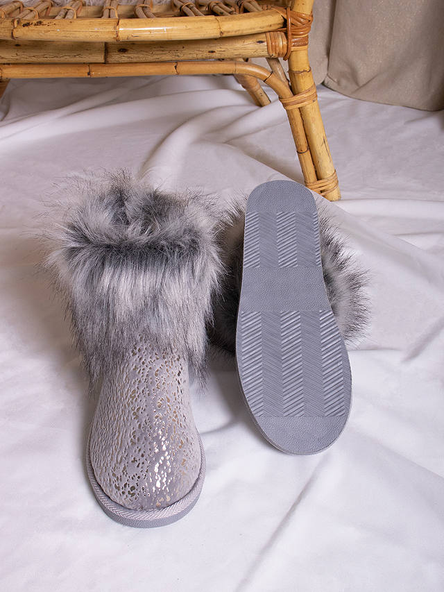 Pretty You London Giselle Ankle Boot Slippers, Grey