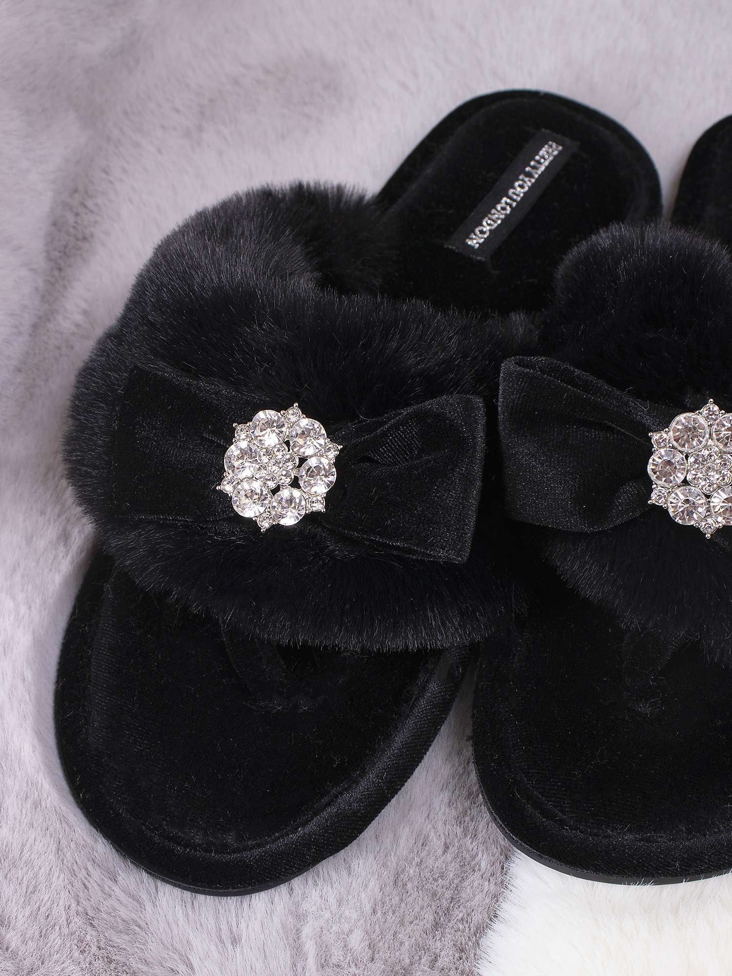 Pretty You London Amelie Slippers, Black at John Lewis & Partners