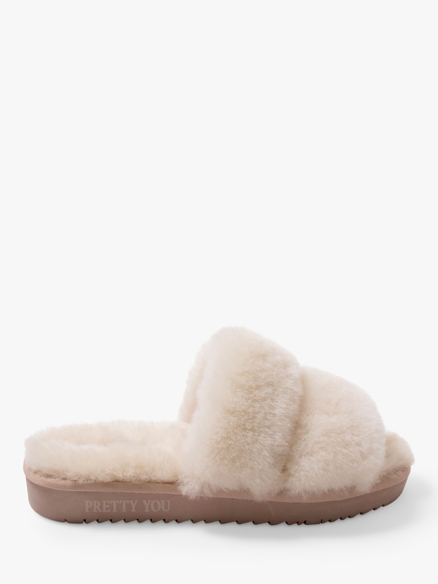 Buy Pretty You London Jinx Double Band Sheepskin Slippers Online at johnlewis.com