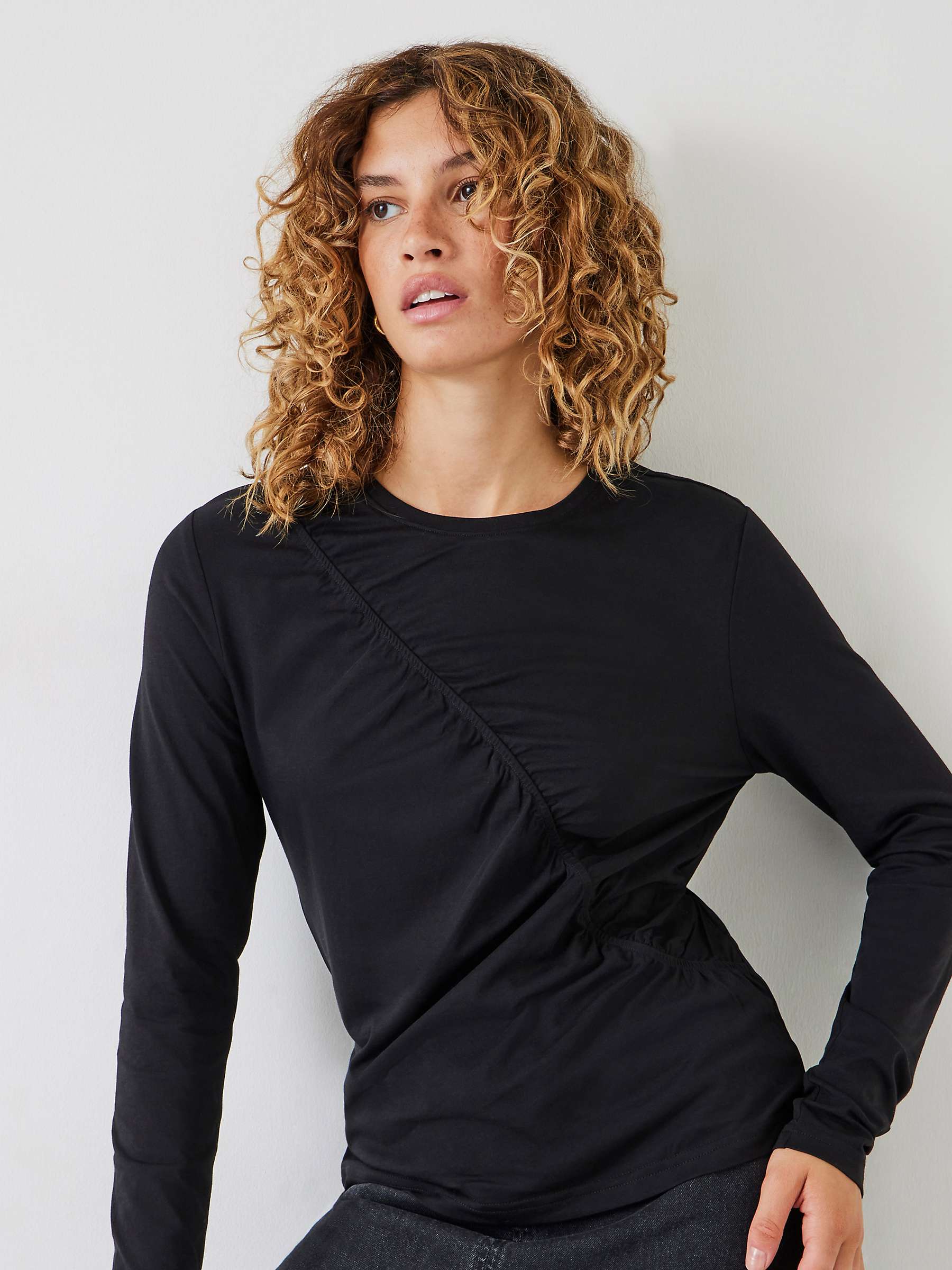 Buy HUSH Ariadne Ruched Top, Black Online at johnlewis.com