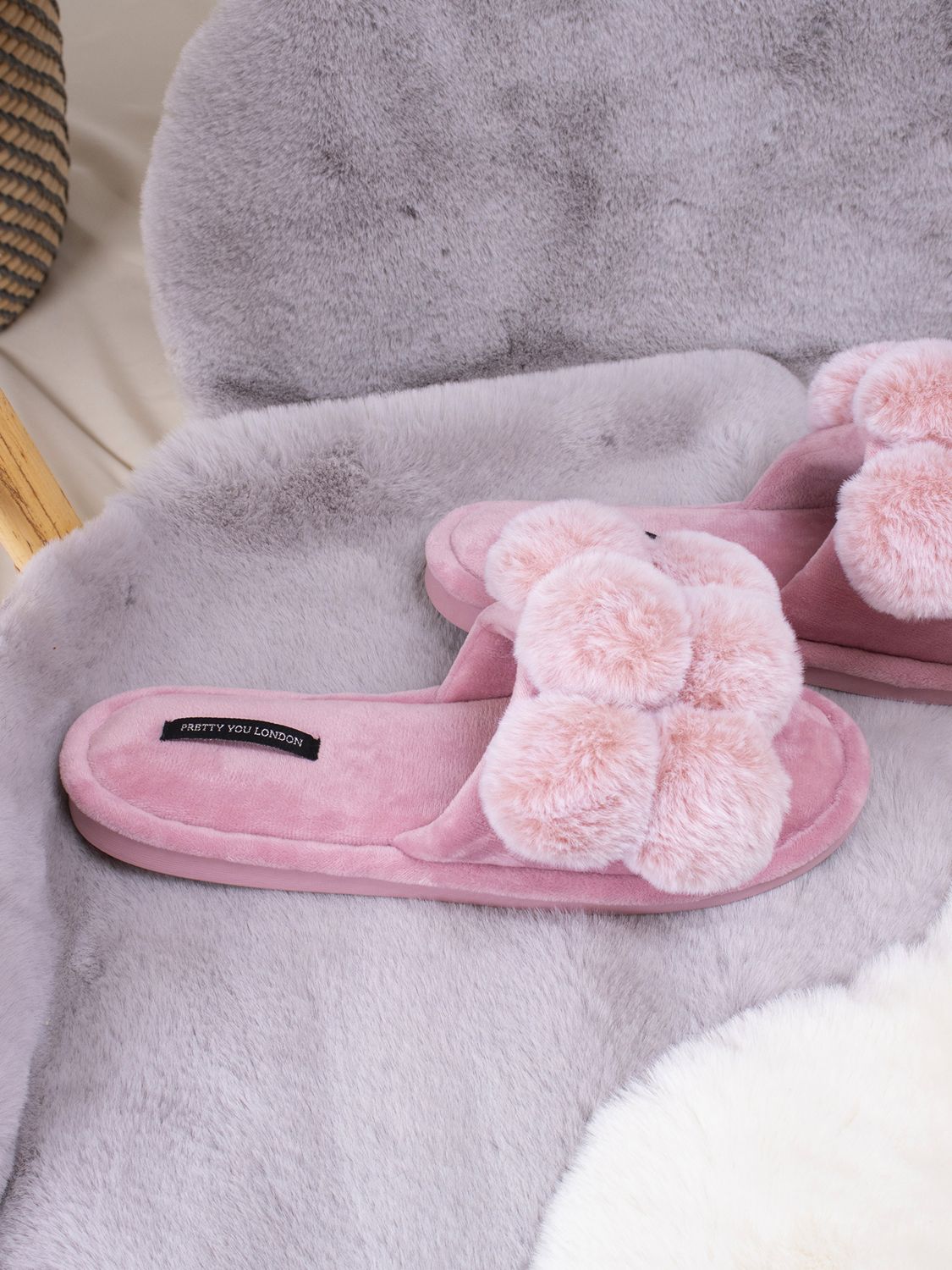 Pretty You London Dolly Slippers, Pink at John Lewis & Partners