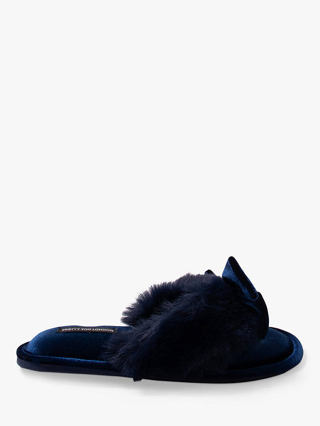 Pretty You London Amelie Slippers, Navy