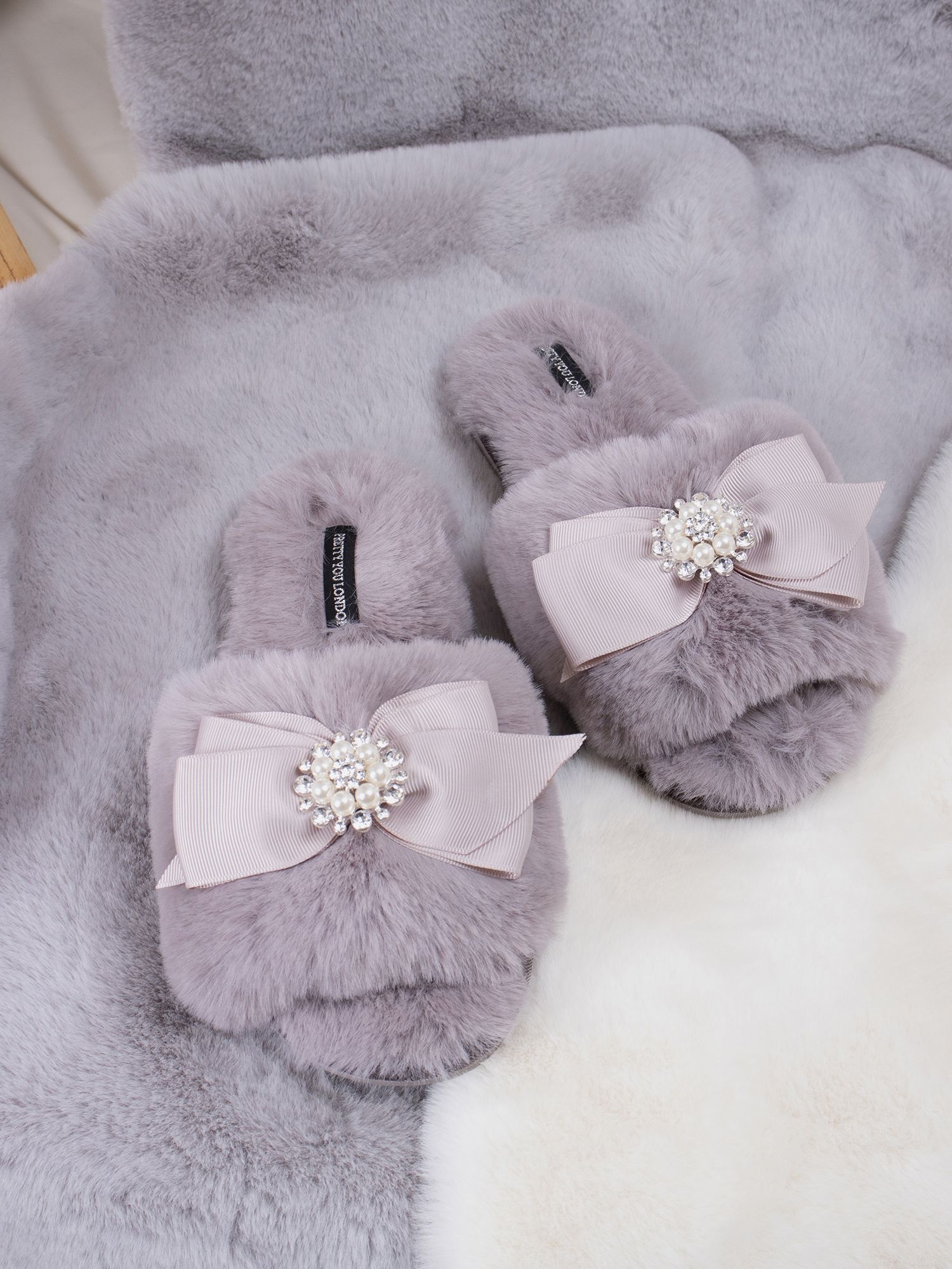 Buy Pretty You London Anya Faux Fur Slippers Online at johnlewis.com