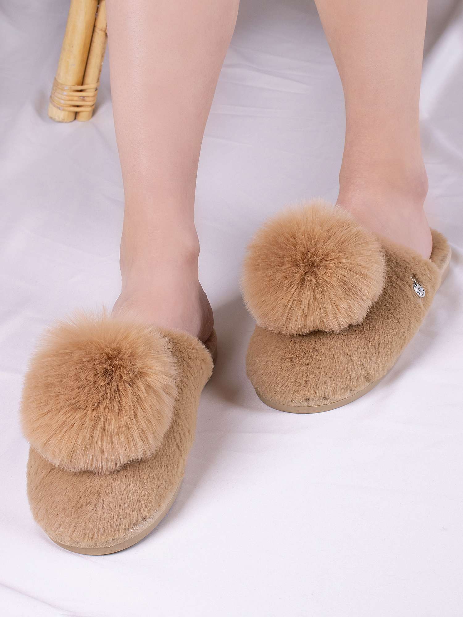 Buy Pretty You London Etta Slippers, Camel Online at johnlewis.com