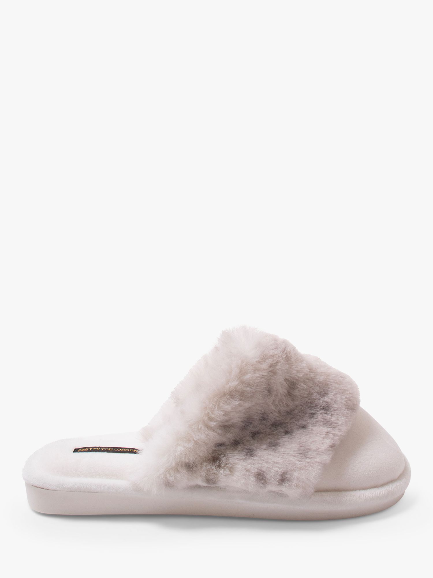 Pretty You London Danni Slippers, Snow Leopard at John Lewis & Partners