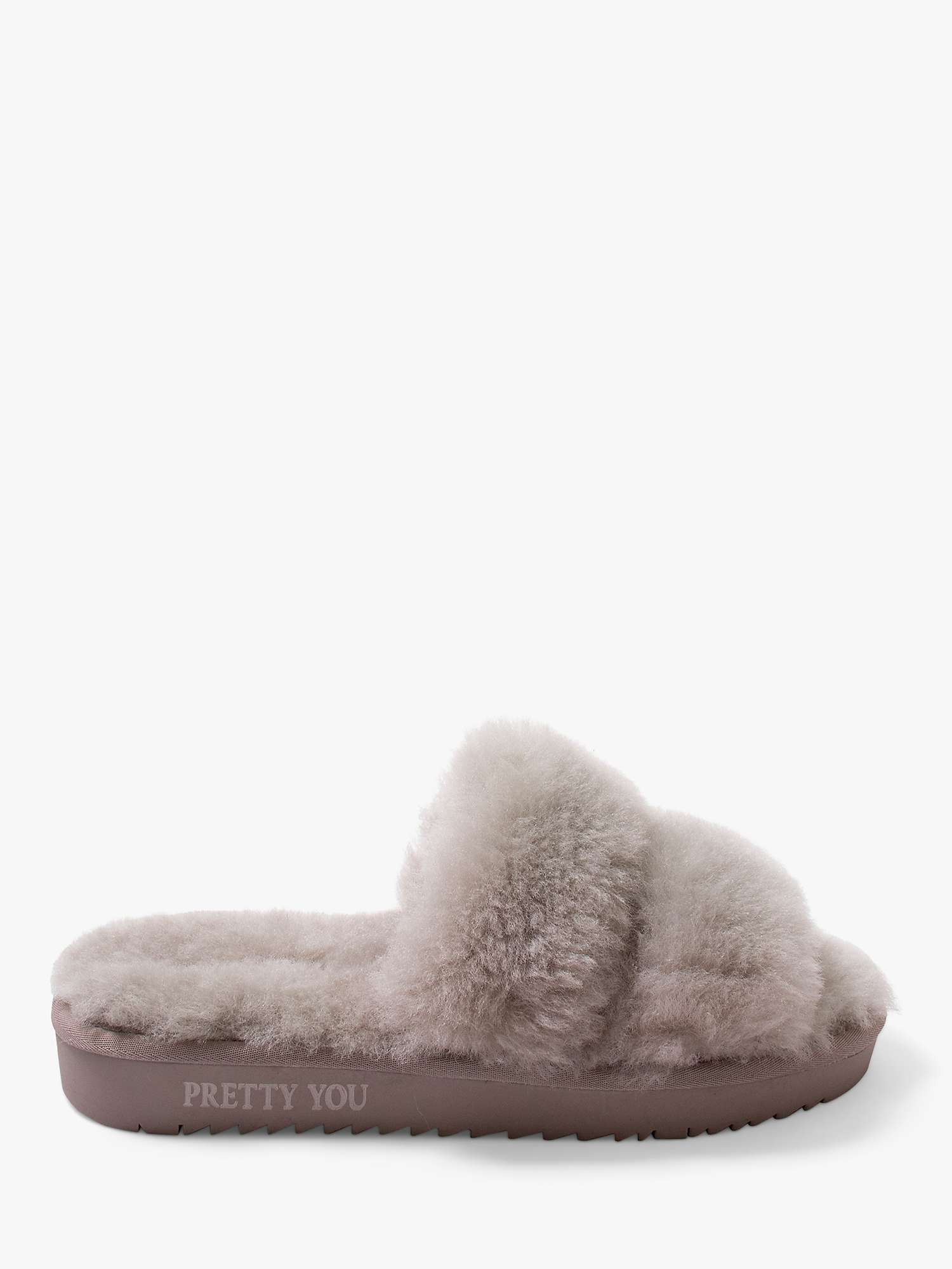 Buy Pretty You London Jinx Double Band Sheepskin Slippers Online at johnlewis.com