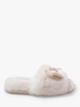 Pretty You London Anya Velvet Bow Slippers, Cream