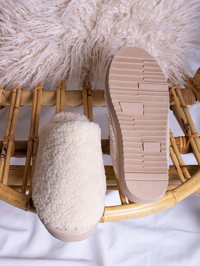 Pretty You London Jude Sheepskin Mule Slippers, Neutral