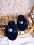 Pretty You London Anya Velvet Bow Slippers