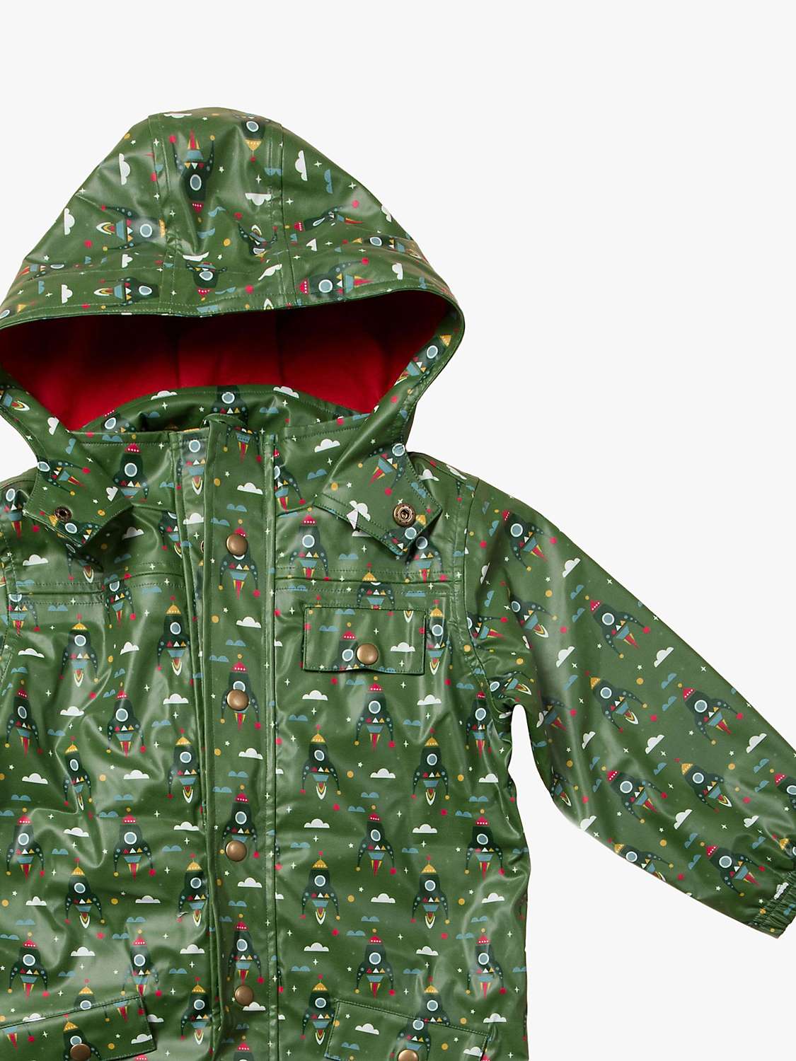 Buy Little Green Radicals Kids' Rocket To The Stars Waterproof Recycled Raincoat, Green Online at johnlewis.com