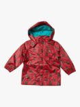 Little Green Radicals Kids'  Mountain Bears Waterproof Lined Recycled Raincoat, Red