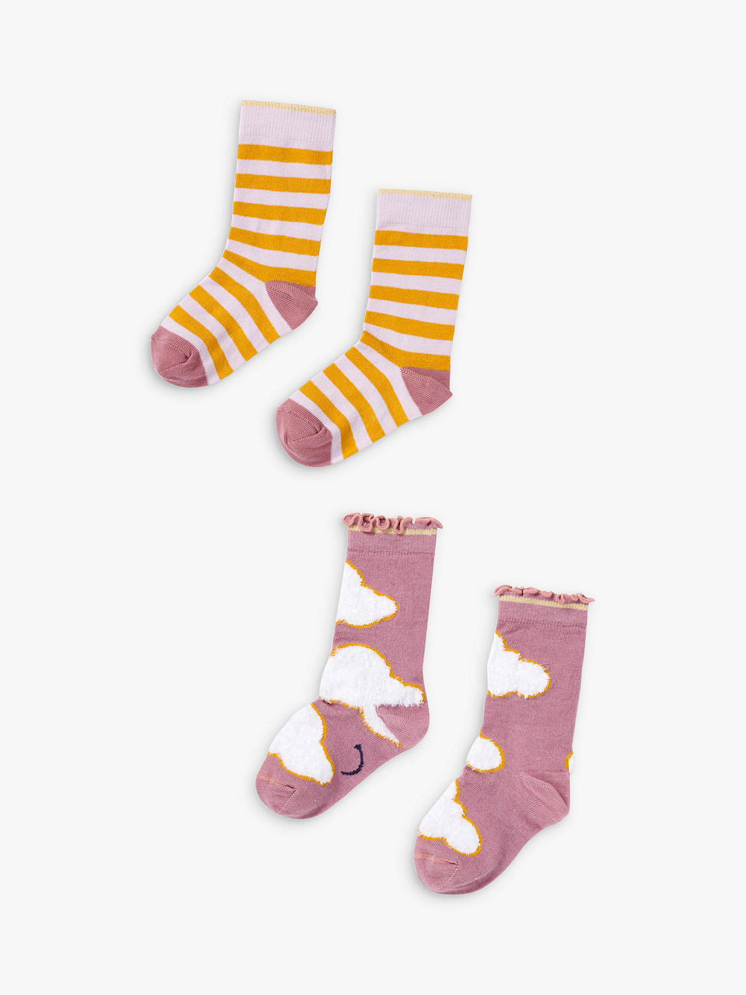 Stych Kids' Cloud & Stripe Socks, Pack of 2, Multi at John Lewis & Partners