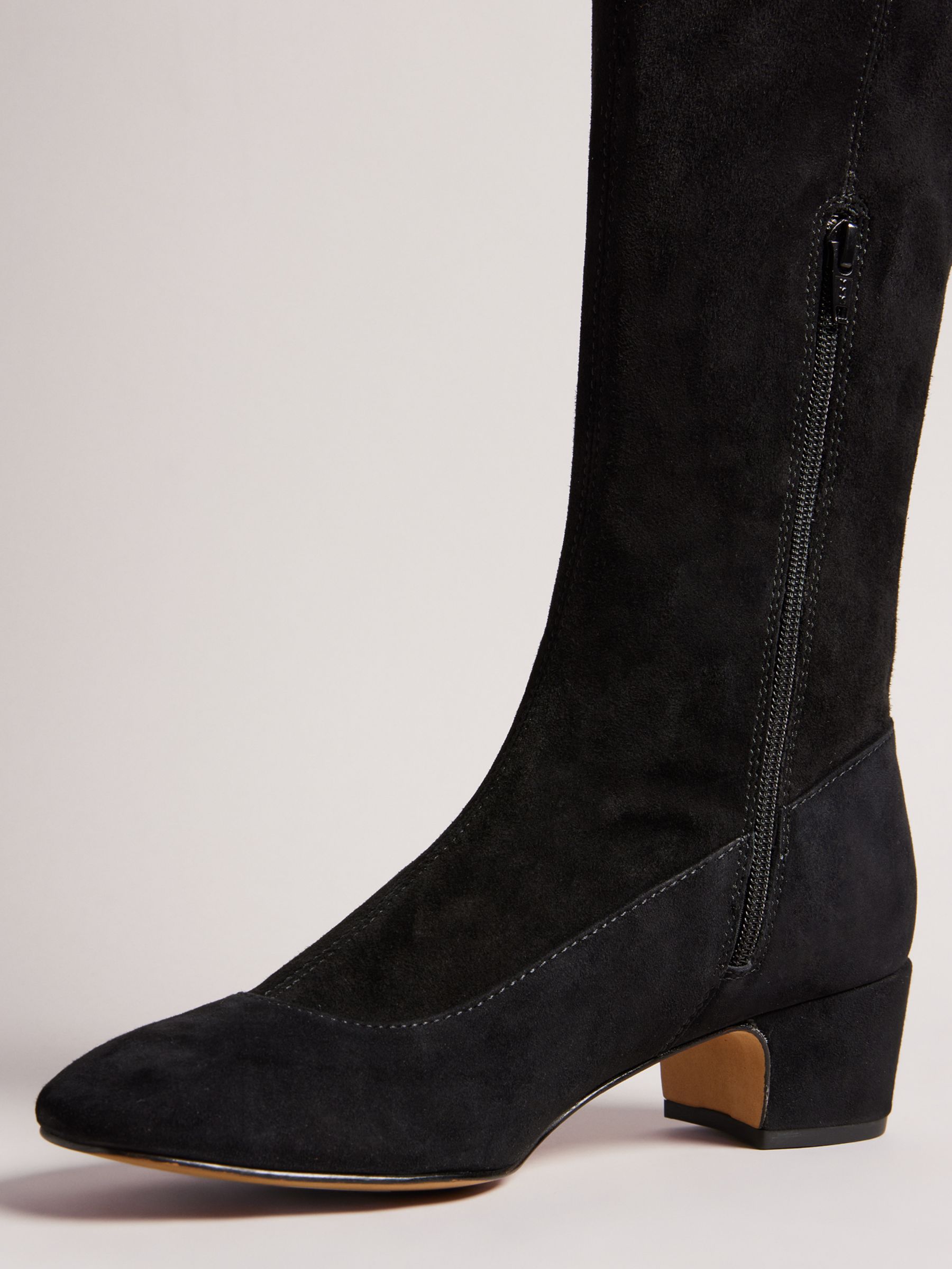 Ted Baker Ayannah Over The Knee Stretch Suede Boots, Black at John ...