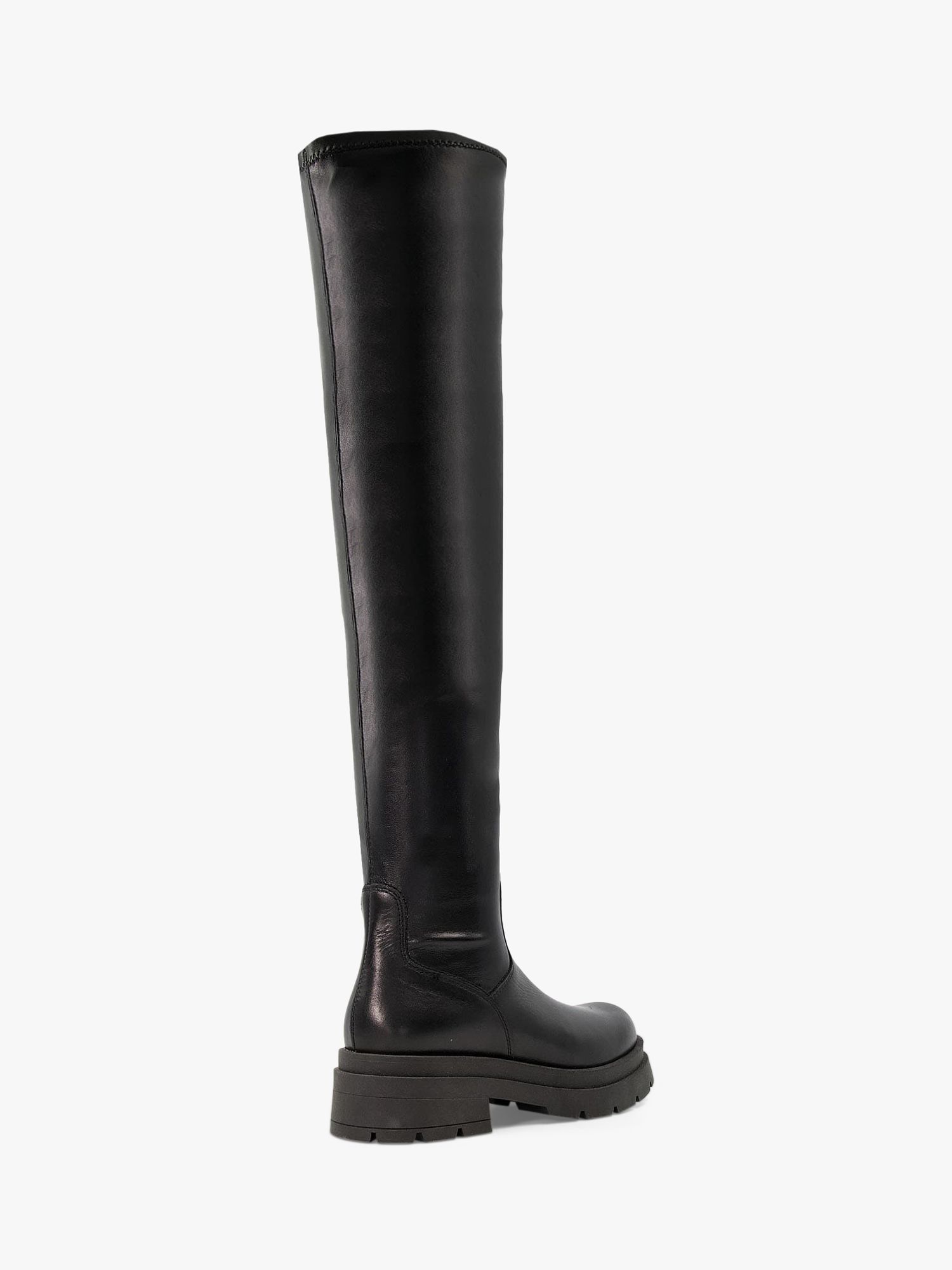 Dune Taurus Leather Knee High Boots, Black at John Lewis & Partners