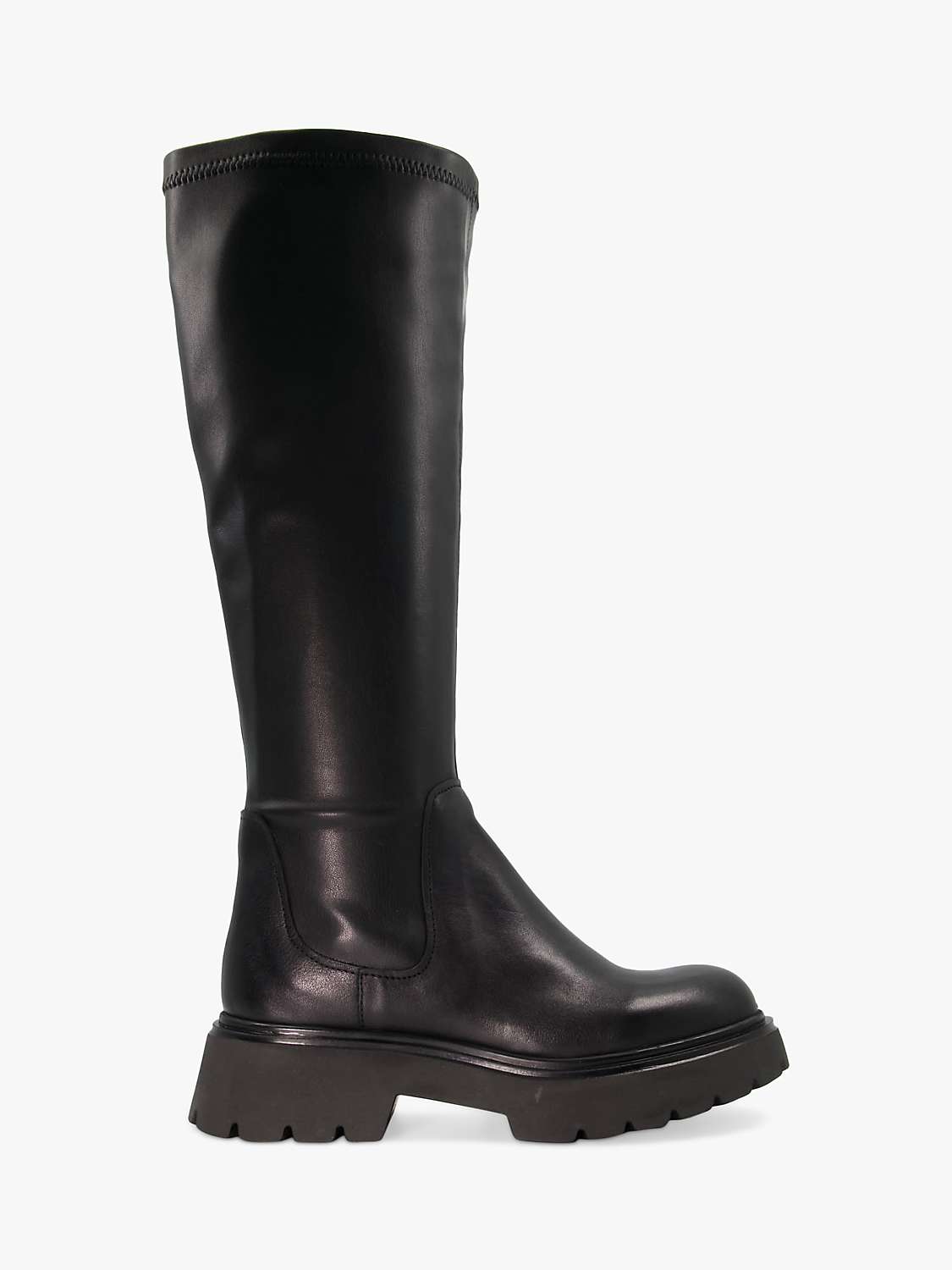 Buy Dune Tilt Leather Knee High Boots, Black Online at johnlewis.com