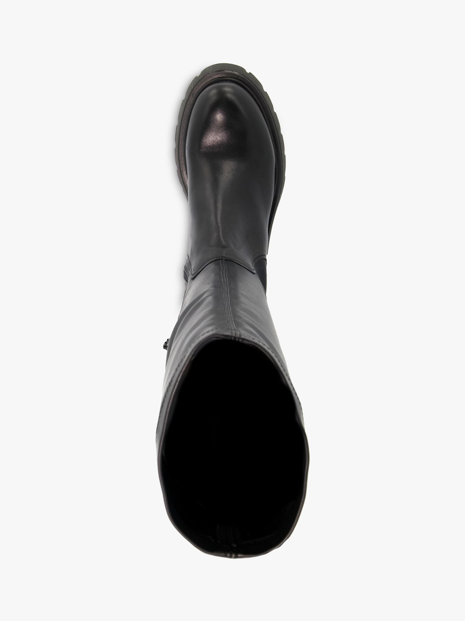 Dune Tilt Leather Knee High Boots, Black, 3