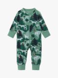 Polarn O. Pyret Baby Wolf Print Long Sleeve Sleepsuit, Green