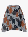 Polarn O. Pyret Kids' Merino Wool Blend Gear Print Top, Grey