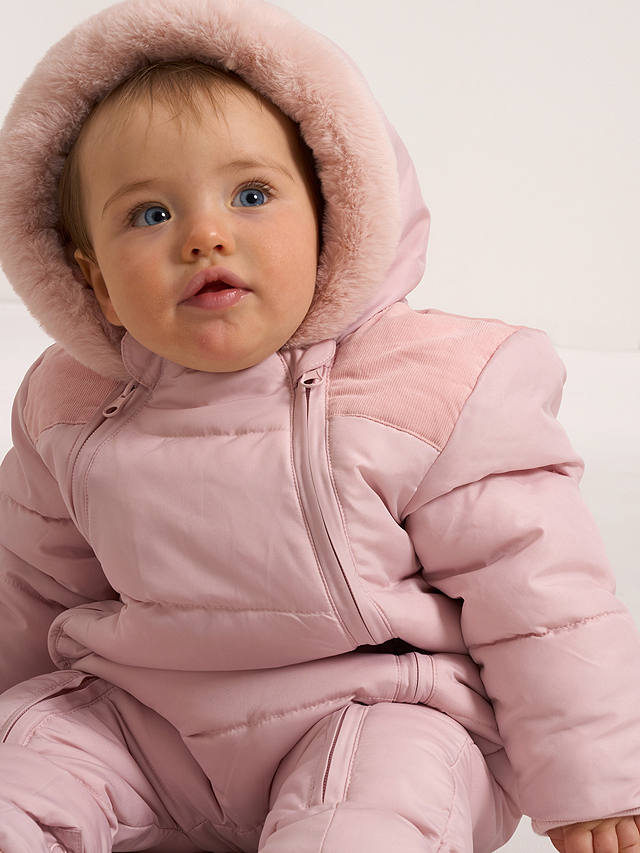 Truly Baby Faux Fur Lined Snowsuit, Blush