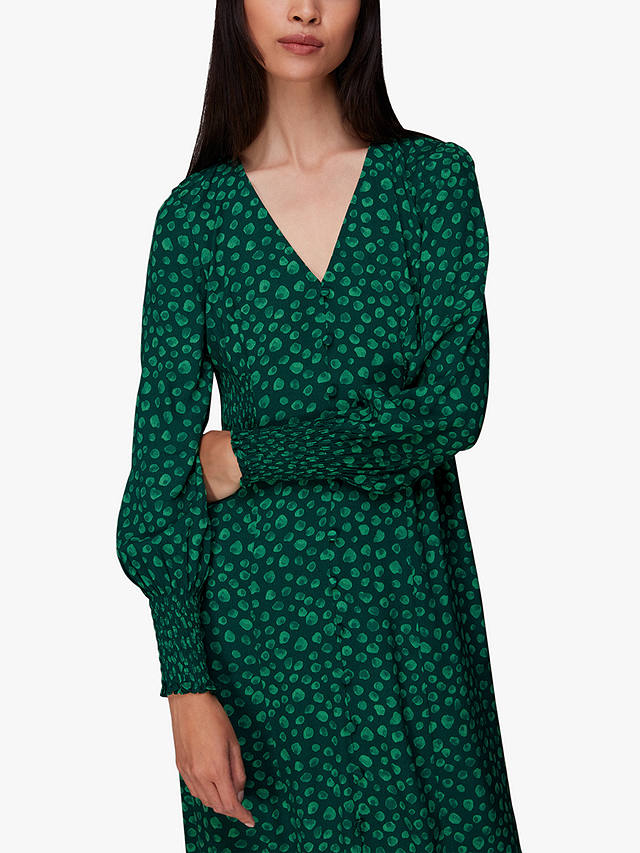 Whistles Lava Spot Print Midi Dress, Green