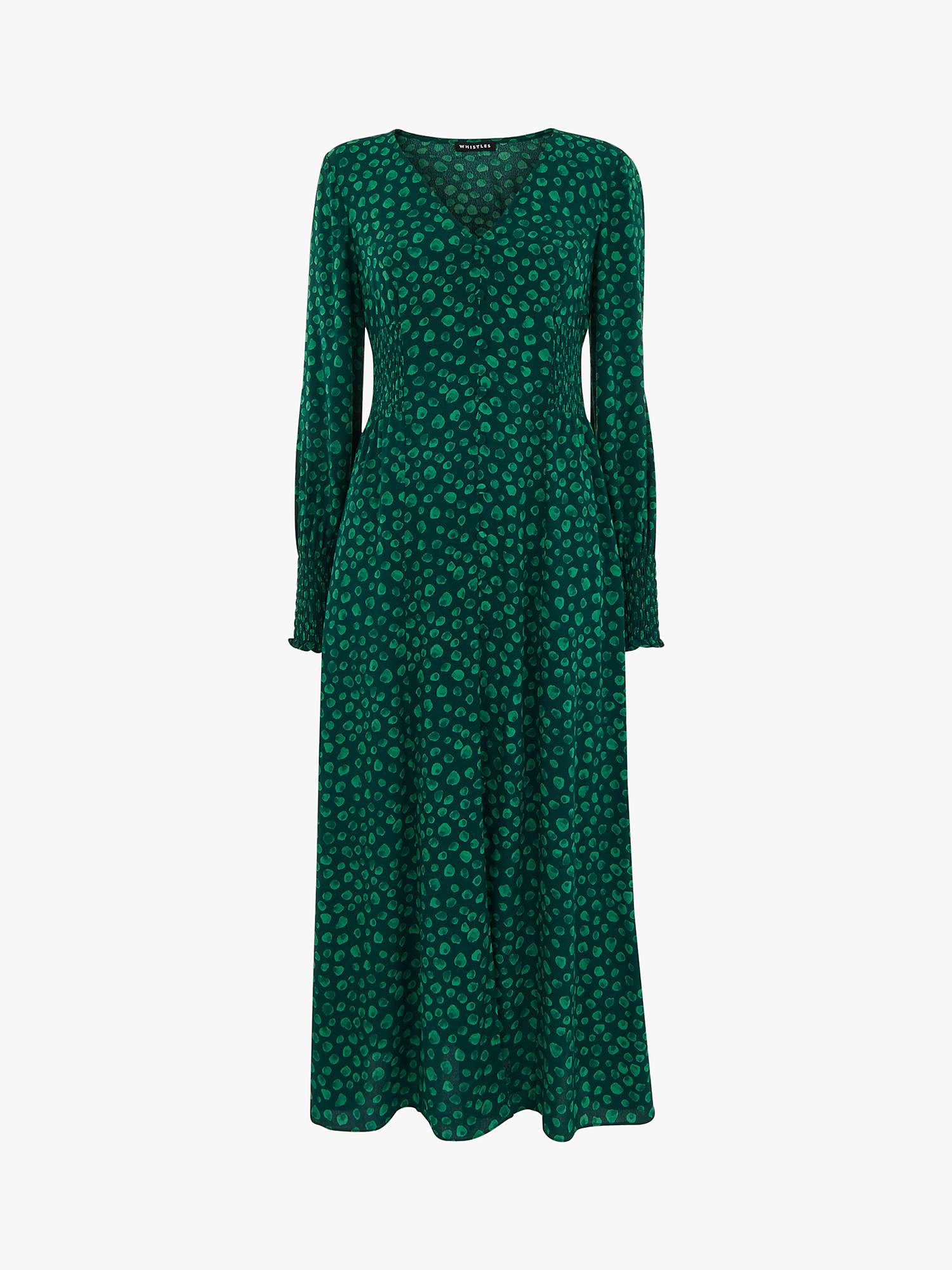 Buy Whistles Lava Spot Print Midi Dress, Green Online at johnlewis.com