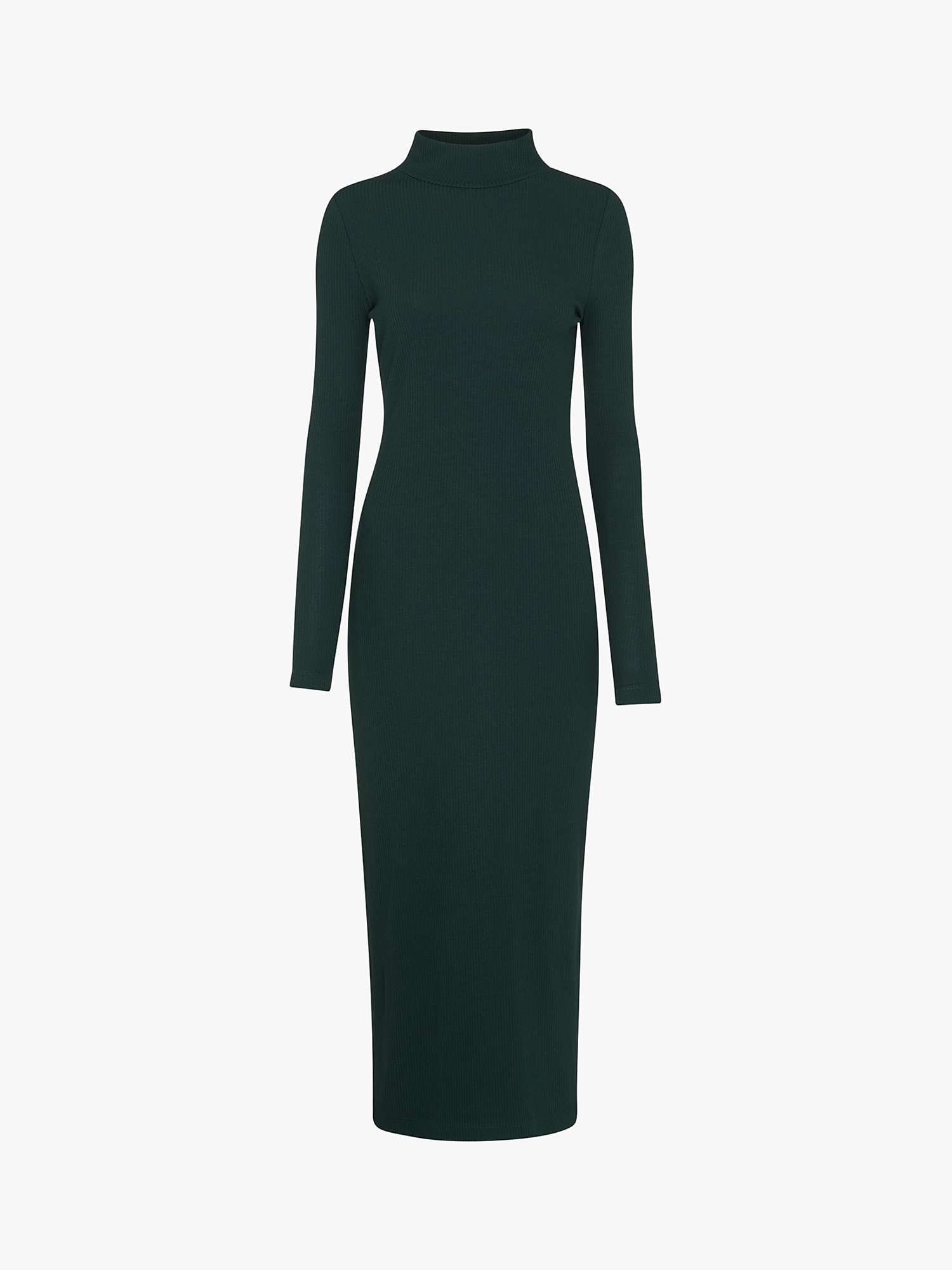 Whistles Ribbed Polo Jersey Dress, Dark Green at John Lewis & Partners