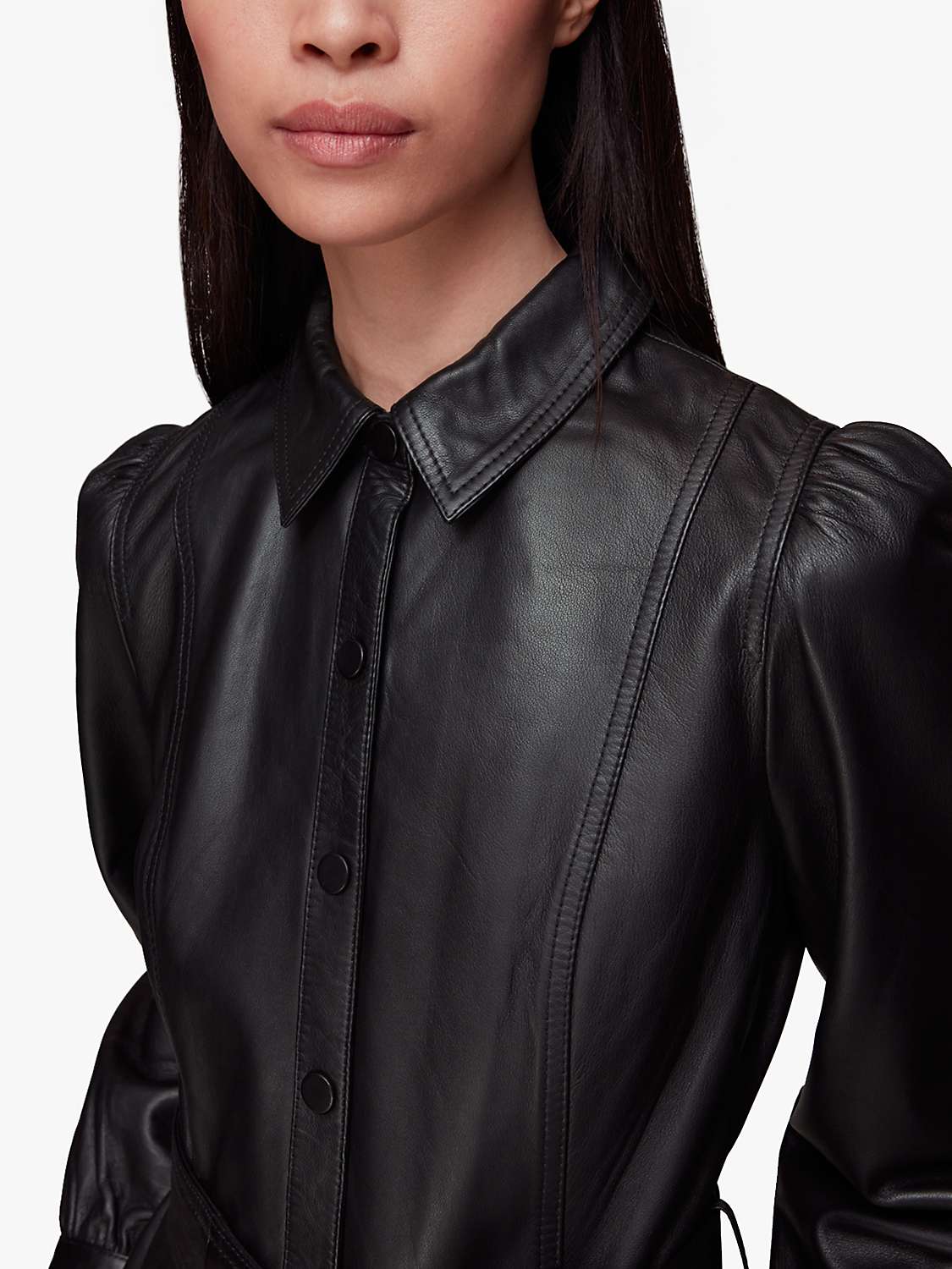 Buy Whistles Phoebe Leather Shirt Midi Dress Online at johnlewis.com