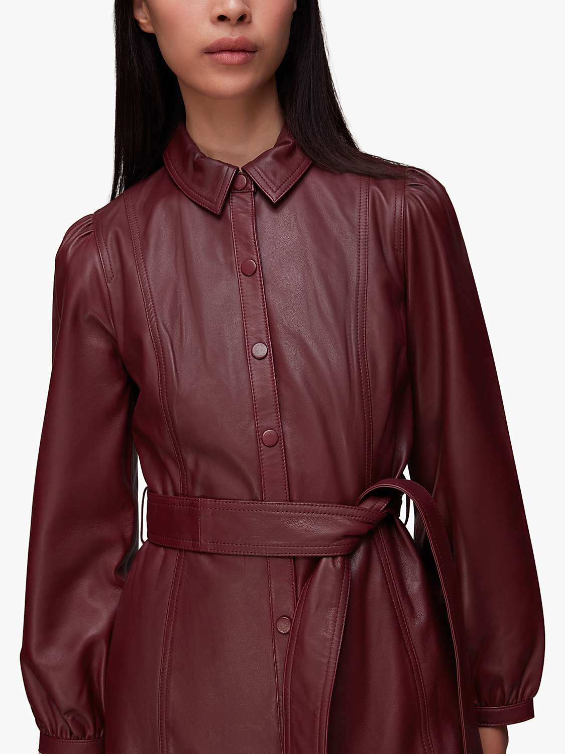 Buy Whistles Phoebe Leather Shirt Midi Dress Online at johnlewis.com