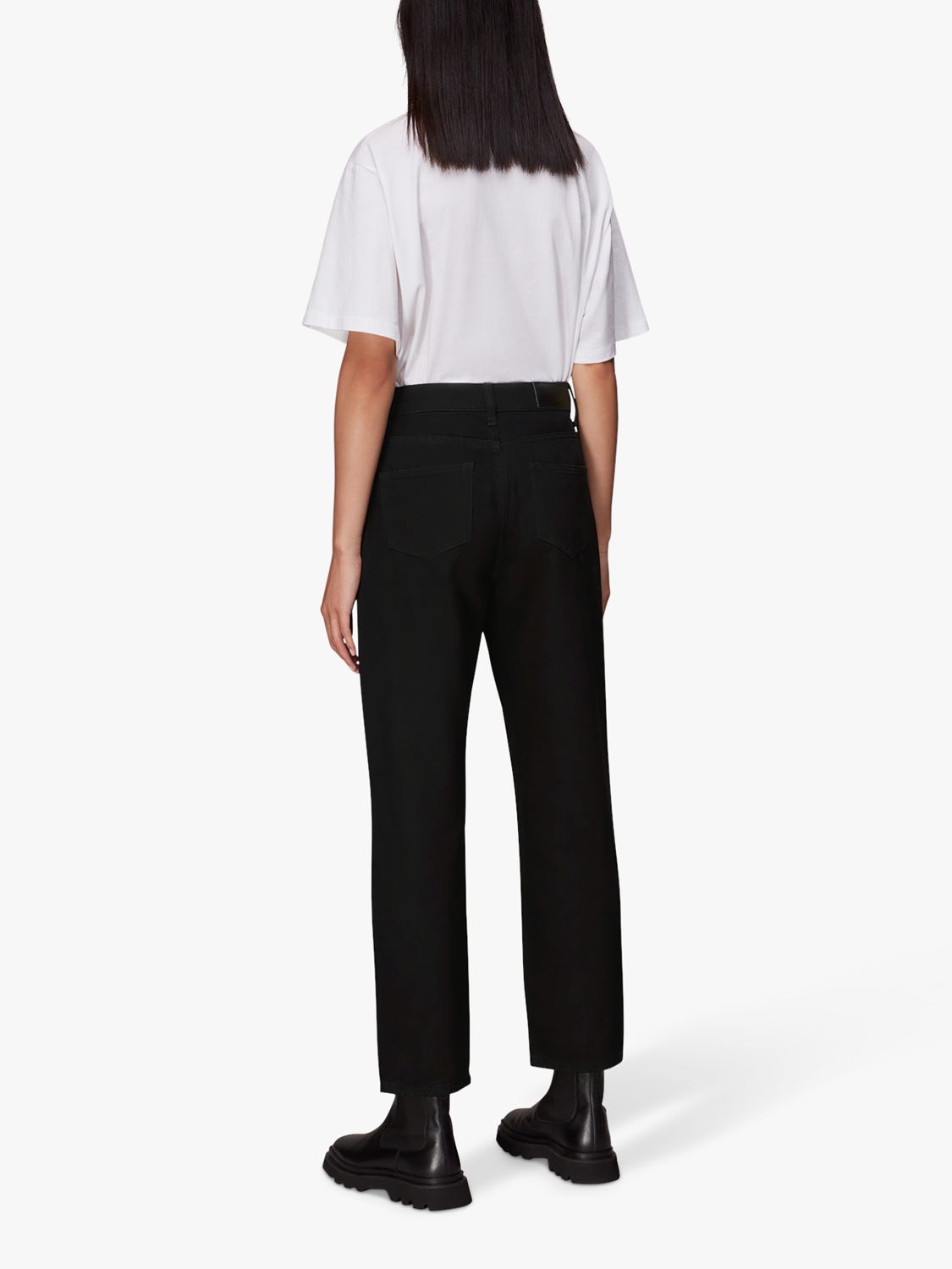 Whistles Authentic Mollie Straight Jeans, Solid Black at John Lewis ...