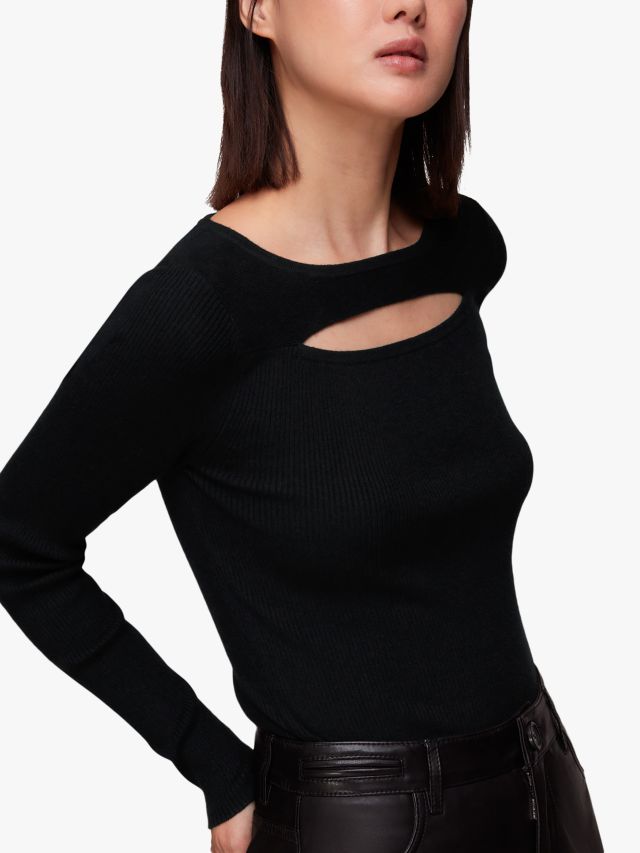 Whistles Cut Out Detail Top, Black, XS