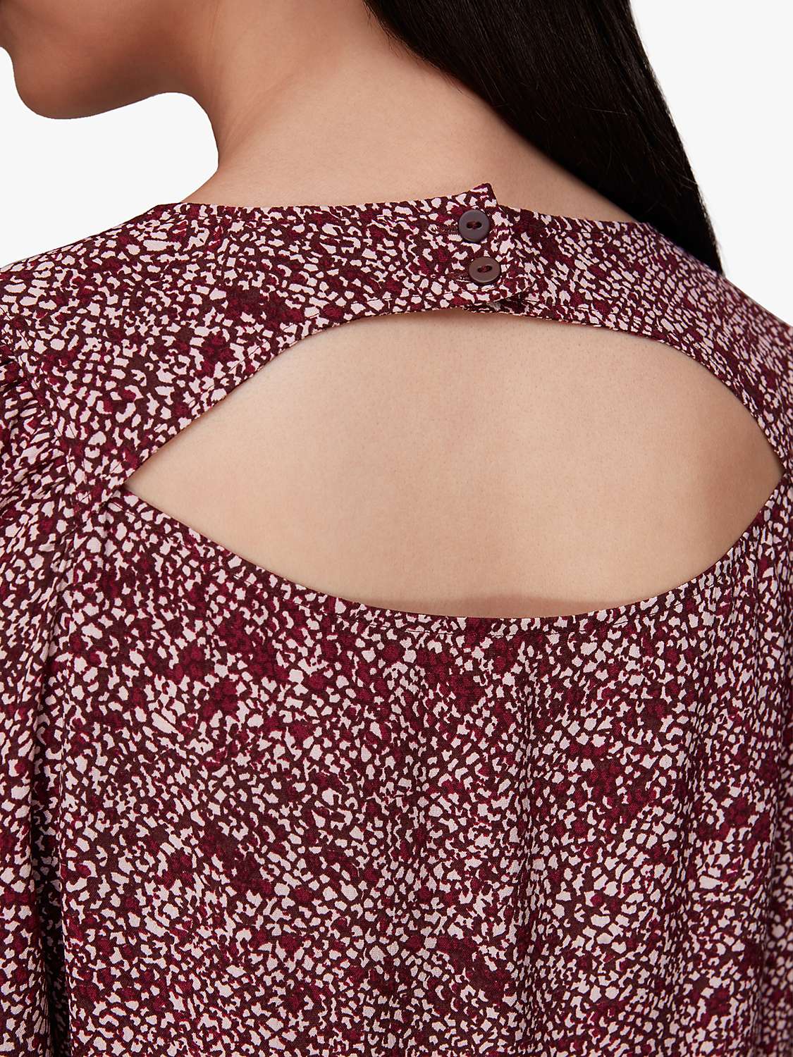 Buy Whistles Abstract Print Rough Weave Cut Out Peplum Top, Pink/Multi Online at johnlewis.com