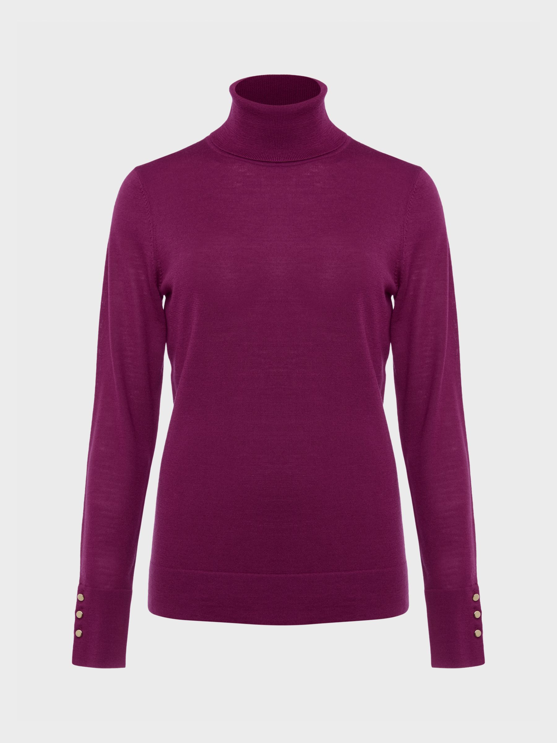 Hobbs Lara Roll Neck Jumper, Deep Plum at John Lewis & Partners