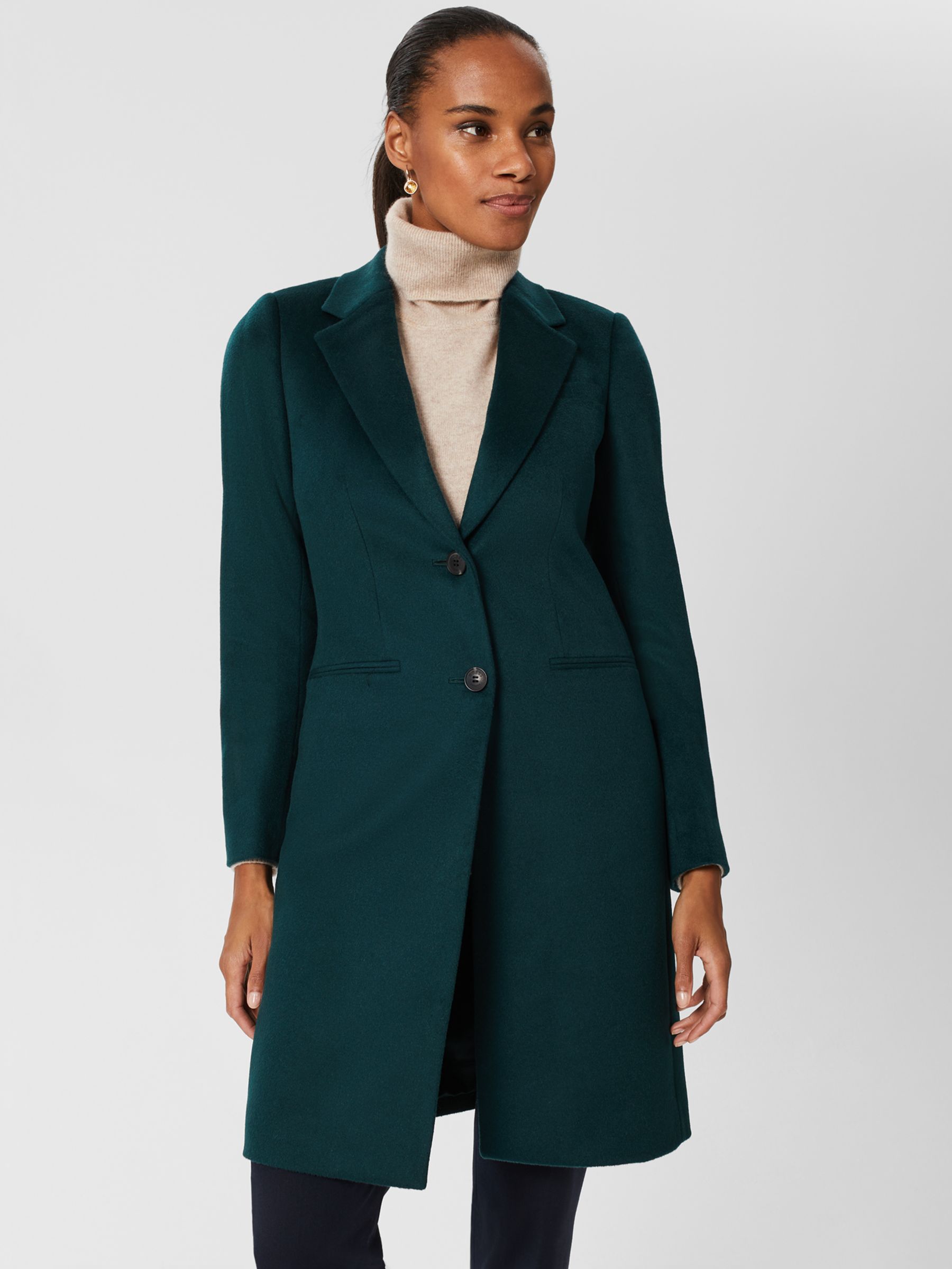 Hobbs Tilda Wool Tailored Coat, Dark Green at John Lewis & Partners
