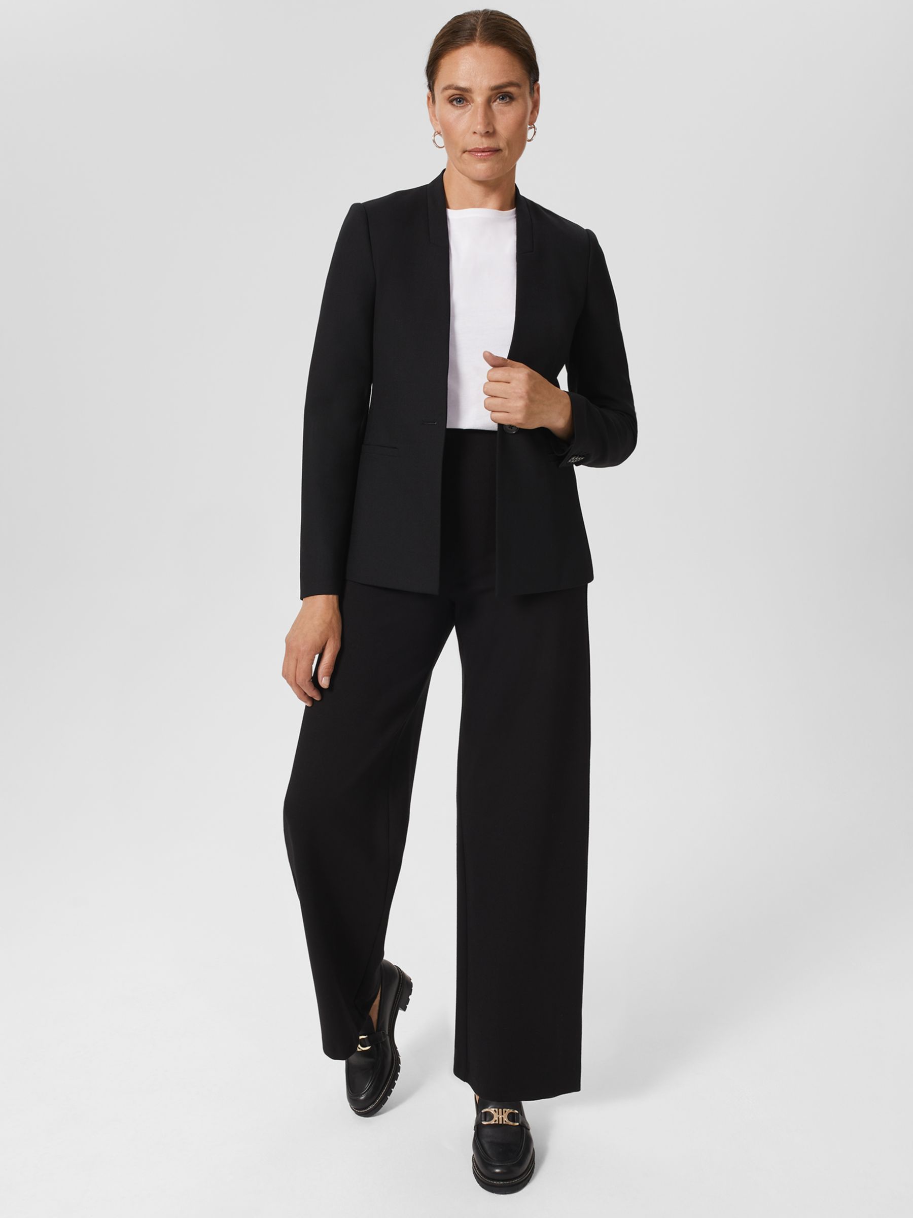 Hobbs Safia Wool Blend Blazer, Black at John Lewis & Partners