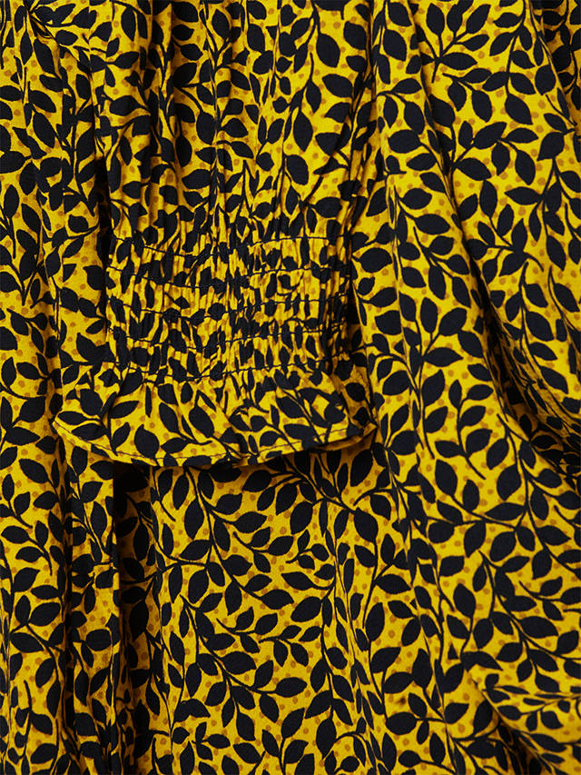 Hobbs Tafara Leaf Print Tunic Mini Dress, Chartreuse Navy